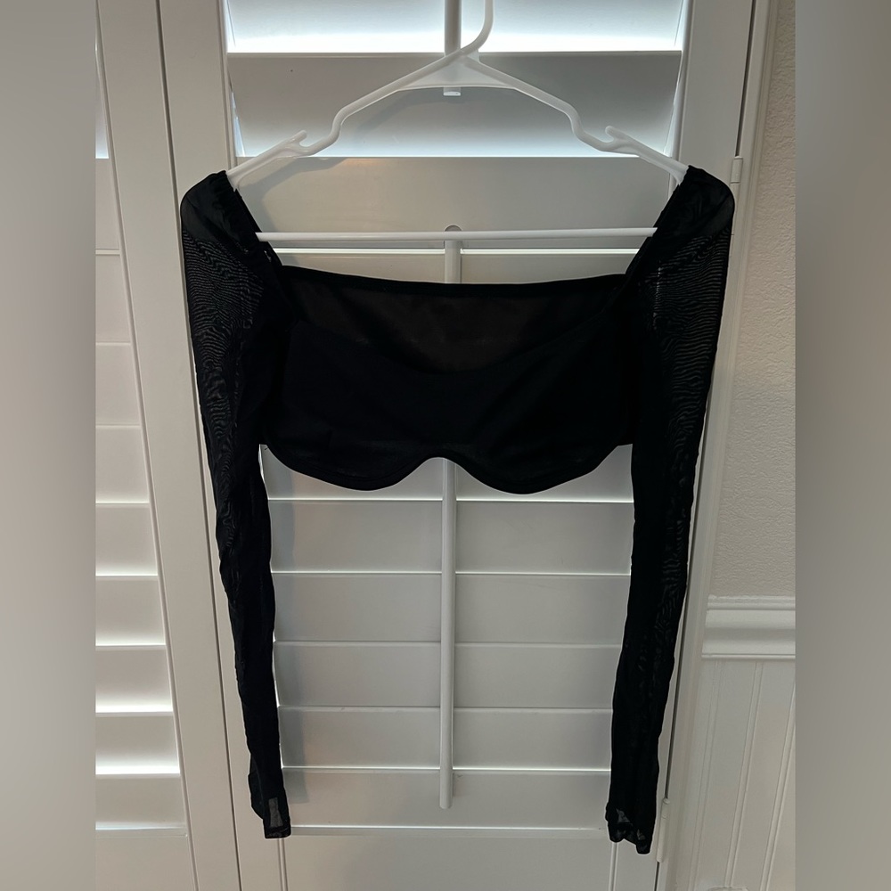 Mesh Sleeved Crop Top